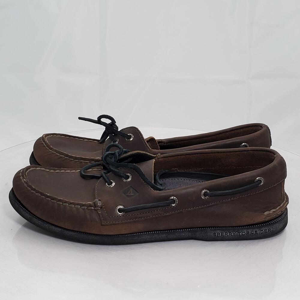 Sperry Top-Sider STS17967 A/O 2-eye Boat Shoes 11 Brown Leather Slip Resistant